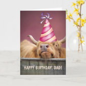 Pour Papa Party Steer Anniversaire Carte de voeux  (Fleur jaune)