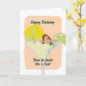 Pour sa drôle de sirène ivre carte d'anniversaire (Fleur jaune)
