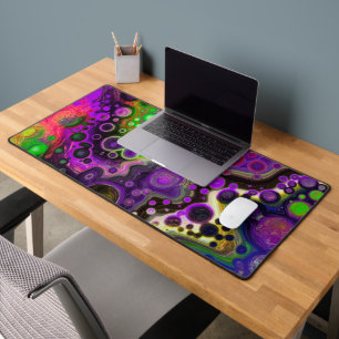 Pour schilderij stijl Fluid Art Paarse, Groen, Zwa Bureaumat