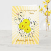 Pour Soeur, carte d'anniversaire avec fleurs jaune (Fleur jaune)