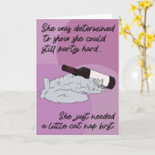 Pour Son Humour Amusant Drunk Chat Carte d'anniver (Fleur jaune)