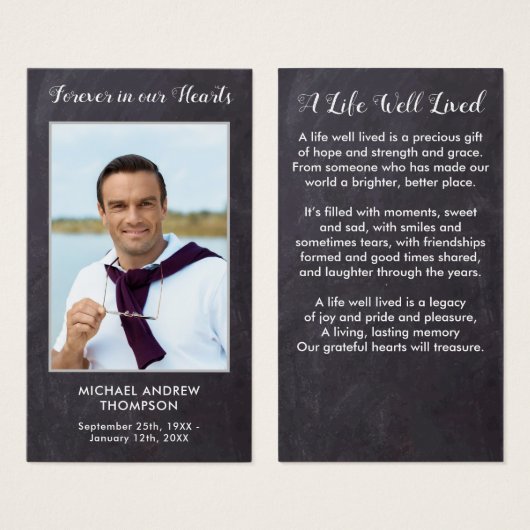 Pour toujours dans nos coeurs Funeral Memorial Pra (Devant & derrière)