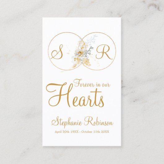 Pour toujours dans nos coeurs Monogramme Carte de  (Devant)