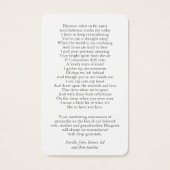 Pour toujours dans nos coeurs Peony Prière Cartes (Dos)