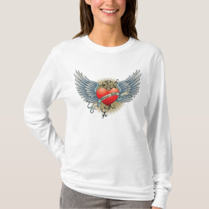 Pour toujours T-shirt du tatouage LS de coeur à