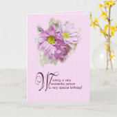 Pour une femme, une carte d'anniversaire avec marg (Fleur jaune)