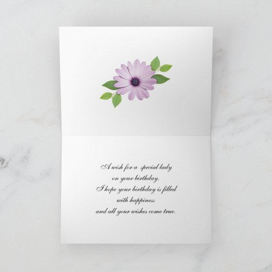 Pour une fille, une carte d'anniversaire avec marg (Intérieur)