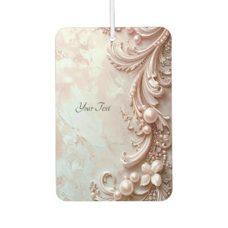 Pour Voiture Désodorisant floral et perle ornée rose