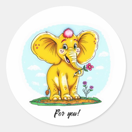 Pour Vous – Autocollant Éléphant Mignon (Devant)