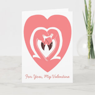 Pour vous, ma carte coeur Flamants roses Valentine