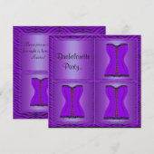 POURPLE MULTI ZEBRA BACHELORETTE INVITATION PARTI (Devant / Derrière)