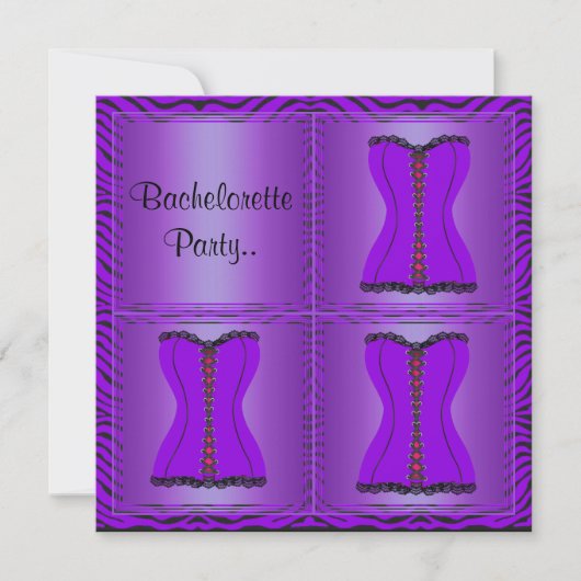 POURPLE MULTI ZEBRA BACHELORETTE INVITATION PARTI (Devant)