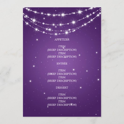 Pourpre à chaînes de scintillement de menu élégant (Dos)