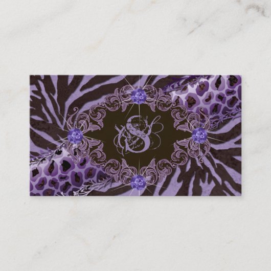 Pourpre animal de léopard de zèbre de cartes de (Devant)