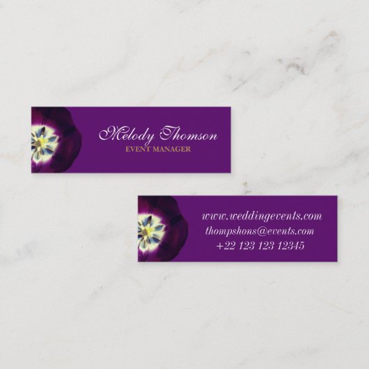 Pourpre, carte de visite, taille : Mini, 7,6 cm X (Devant / Derrière)