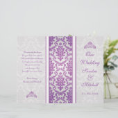 Pourpre damas sur le programme de mariage argent (Debout devant)