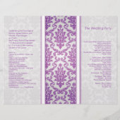 Pourpre damas sur le programme de mariage argent (Dos)