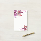 Pourpre d'aquarelle + Notes de post-it florales (Sur un bureau)