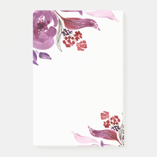 Pourpre d'aquarelle + Notes de post-it florales (Devant)