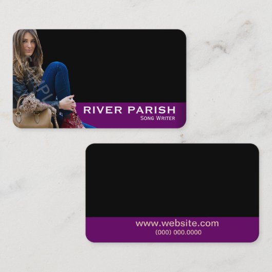 Pourpre de carte de visite de Headshot (Devant / Derrière)