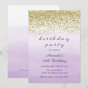 Pourpre de lavande et invitation d'anniversaire