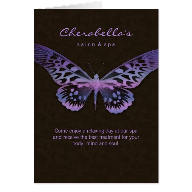Pourpre de papillon de carte de voeux de brochure (Devant)