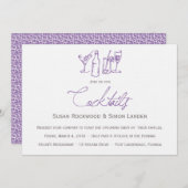 Pourpre des invitations | de cocktail de mariage (Devant / Derrière)