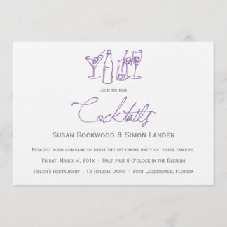 Pourpre des invitations | de cocktail de mariage