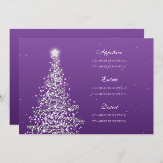 Pourpre élégant de menu de mariage de Noël (Devant / Derrière)