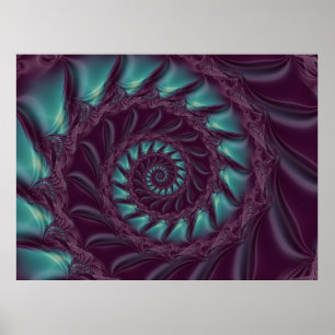 Pourpre et affiche en spirale de fractale d'Aqua