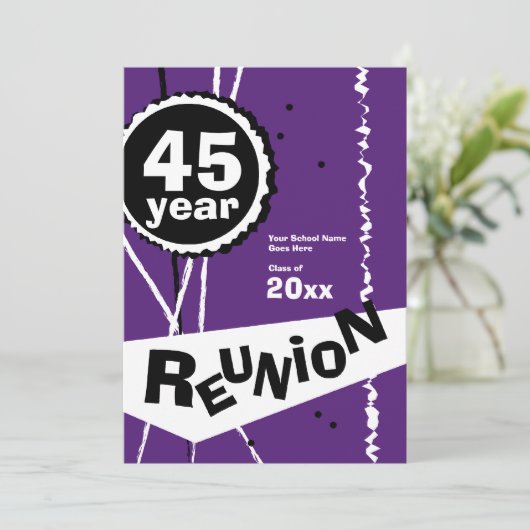 Pourpre et blanc invitation de la Réunion de (Debout devant)