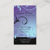 Pourpre et bleu de monogramme de carte de visite (Dos)