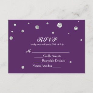 Pourpre et carte de mariage des points RSVP de
