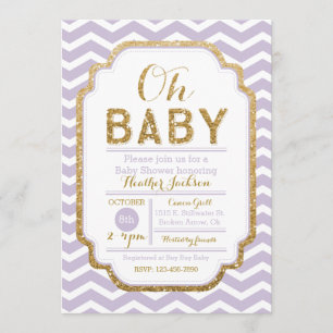 Pourpre et invitation de baby shower de fille d'or