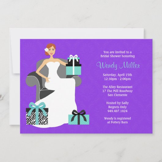 Pourpre et invitation de Fête de la mariée de (Devant)