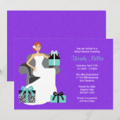 Pourpre et invitation de Fête de la mariée de (Devant / Derrière)