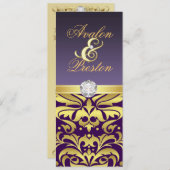 Pourpre et invitation de mariage damassé de (Devant / Derrière)