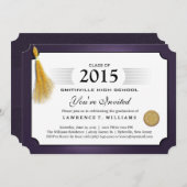 Pourpre et invitation d'obtention du diplôme de (Devant / Derrière)