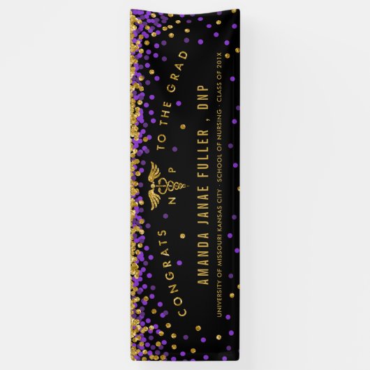 Pourpre et or de bannière d'obtention du diplôme (Vertical)