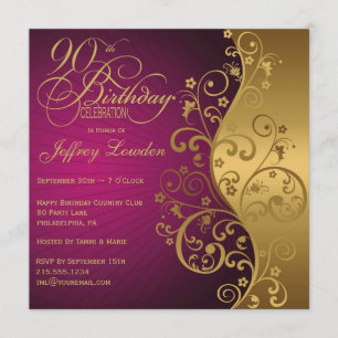 Pourpre et quatre-vingt-dixième invitation de fête