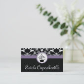 Pourpre floral de damassé de carte de visite de (Debout devant)