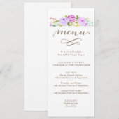 Pourpre floral de menu de mariage de roseraie (Devant / Derrière)