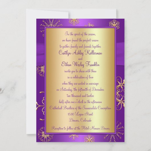 Pourpre IMPRIMÉ de ruban, faire-part de mariage (Dos)