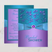 Pourpre, invitation floral de Fête de la mariée de (Devant / Derrière)