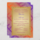 Pourpre, orange, invitation de mariage de parties (Devant / Derrière)