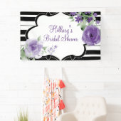 Pourpre, rayures, fleurs, bannière de Fête de la (En situation)