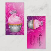 Pourpre rose chic de couronne de carte de visite (Devant / Derrière)