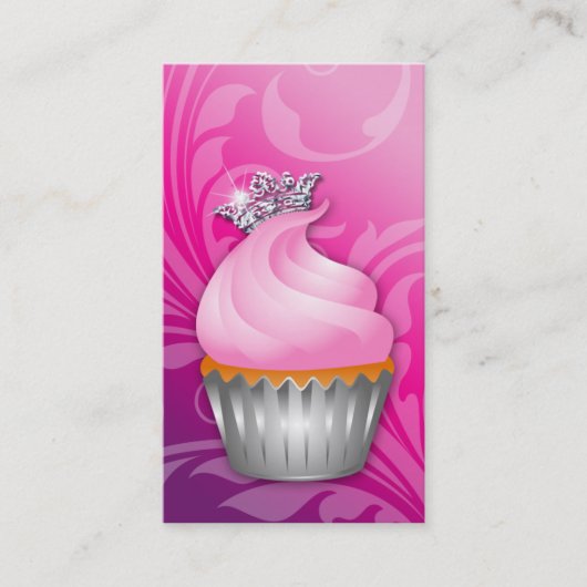 Pourpre rose chic de couronne de carte de visite (Devant)