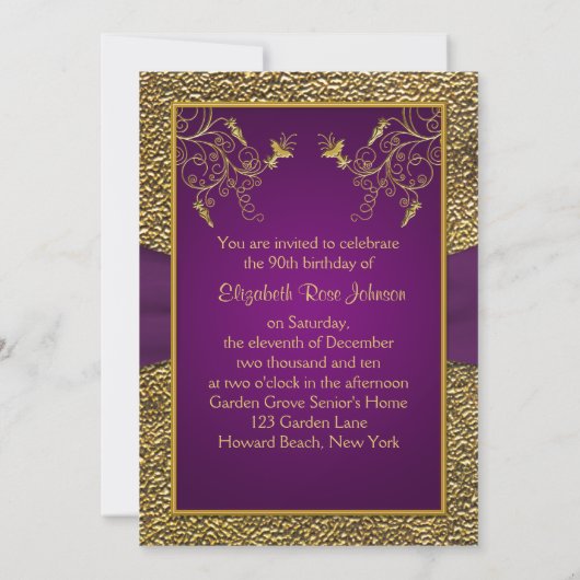 Pourpre royal et quatre-vingt-dixième invitation (Dos)