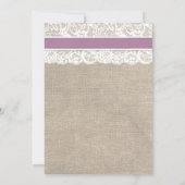 Pourpre rustique de faire-part de mariage de toile (Dos)